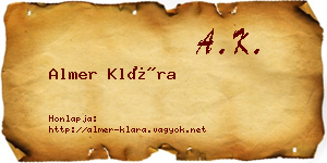 Almer Klára névjegykártya